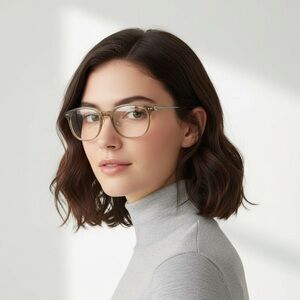 New Linda Farrow D Frame Optical Glasses In White Gold & Clear Truffle LFL724C6